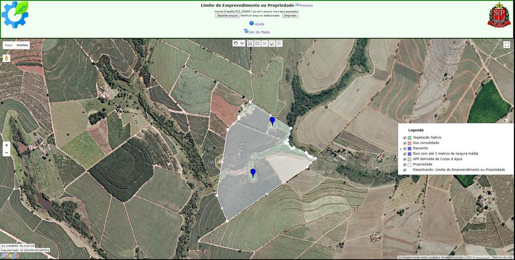 Observação: Em empreendimentos com Licenças de Instalação parciais (Licenciamento de Avaliação de Impacto Ambiental) esta área equivale ao objeto do licenciamento e devem ser desenhadas as