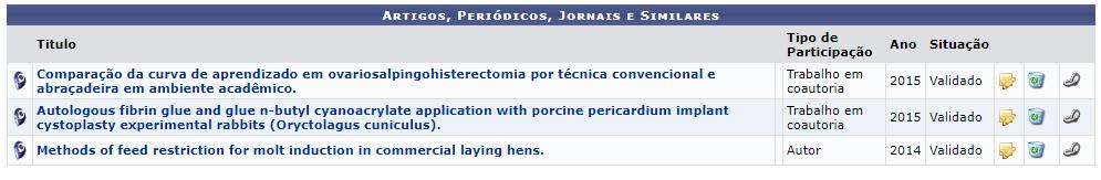 Aparecerá nova tela listando, nesse caso, os artigos, periódicos, jornais ou similares