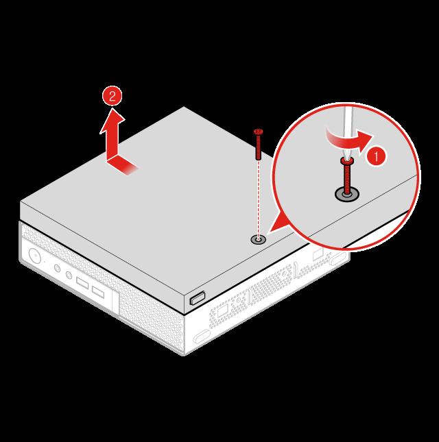 3. Substitua a unidade óptica externa. a. Remova a caixa da unidade óptica externa. Figura 24. Removendo a caixa da unidade óptica externa b.