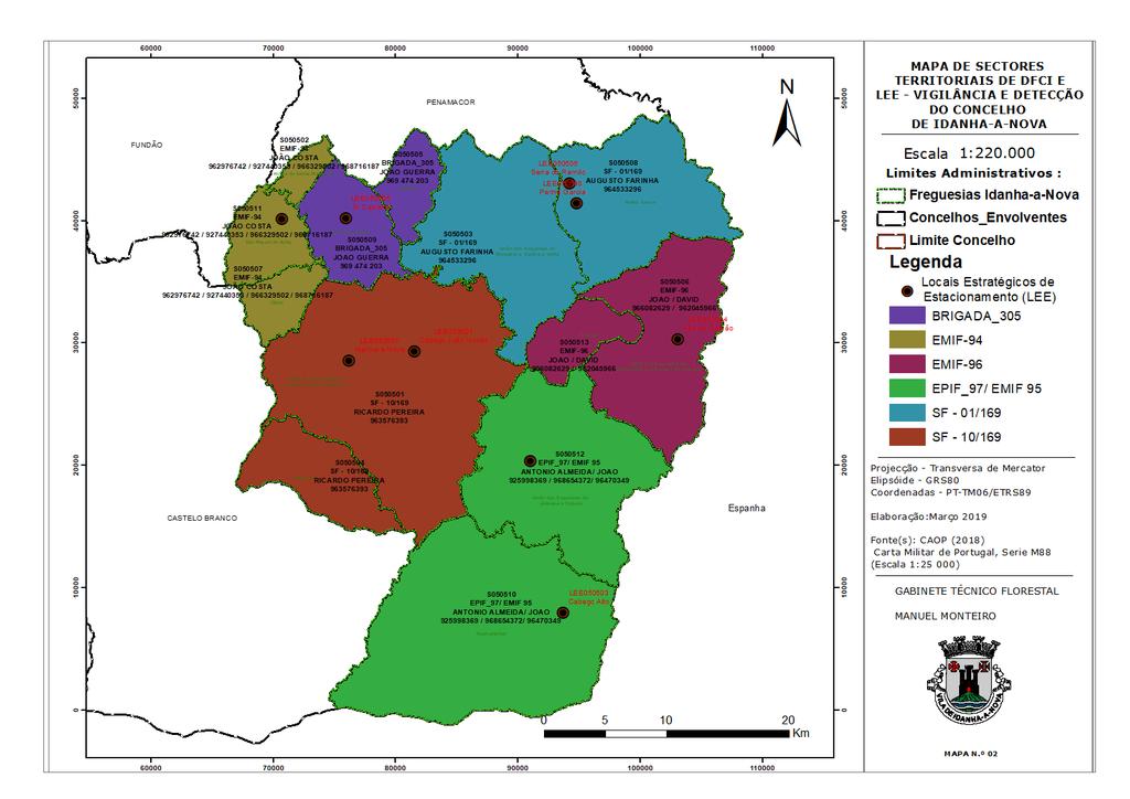 3.1.2 Mapa de Sectores Territoriais de DFCI e locais Estratégicos de Estacionamento (LEE) - e Detecção no concelho de Idanha-a-Nova Fig.