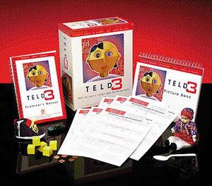 46 Figura 01: Foto ilustrativa do Kit Completo do TELD-3: TELD-3 Hresko, Reid, Hammill, (1999) O TELD-3 é indicado para avaliar as habilidades receptivas e expressivas da linguagem oral em crianças,