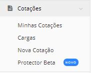 Cotações No menu Cotações é possível: Minhas Cotações : Visualizar cotações previamente feitas Cargas : Nova cotação de transporte internacional