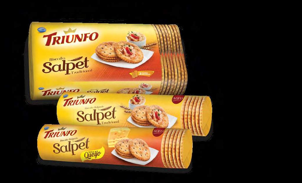 BISCOITOS SALPET referência Sua qualidade é referência no mercado de biscoitos salgados. O sucesso e a qualidade consagrada de Aymoré Salpet agora também no portfólio Triunfo. concorrência Mabel.