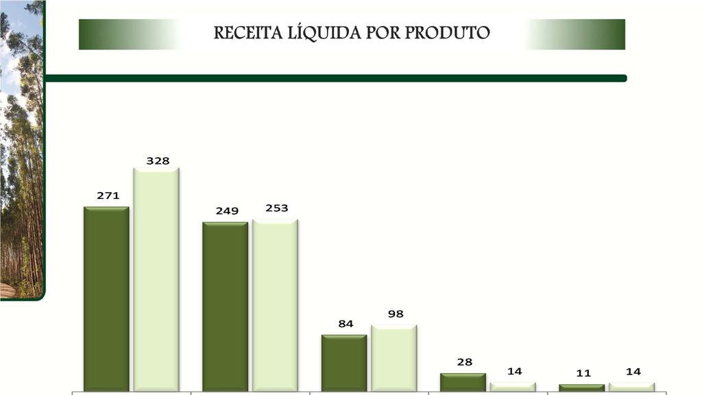 R$ milhões 21,0% 1,6% 16,7% 42% 46% 39% 36% 13% 14% A receita líquida no ano de