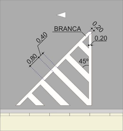 b) Proteção de área de estacionamento Destinada a estacionamento em geral A linha de canalização externa deve ter largura de 0,20m.