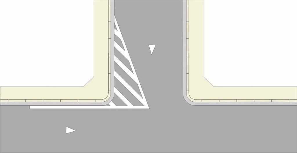 c) Quando as correntes de tráfego se cruzam sem convergência ou entrelaçamento, o cruzamento deve ser feito em ângulo reto ou o mais próximo possível de 90º, Figura 4.6.