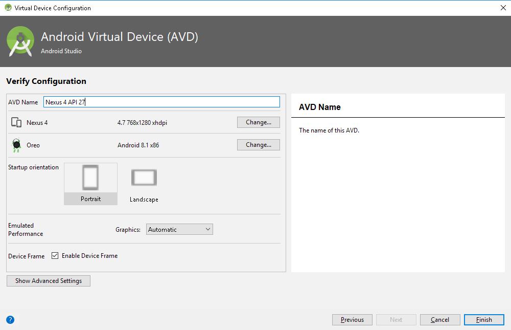Android Virtual Device (AVD) Criando um Emulador