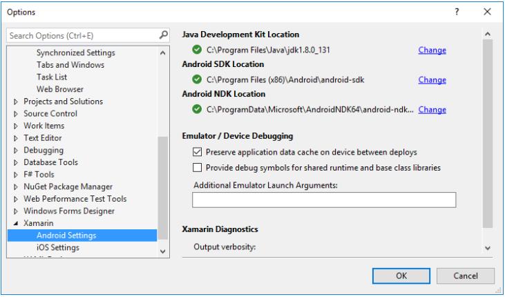 Configurando Xamarin Android O Xamarin usa o JDK 8 (Java Development Kit) e o SDK do Android para criar aplicativos; Você