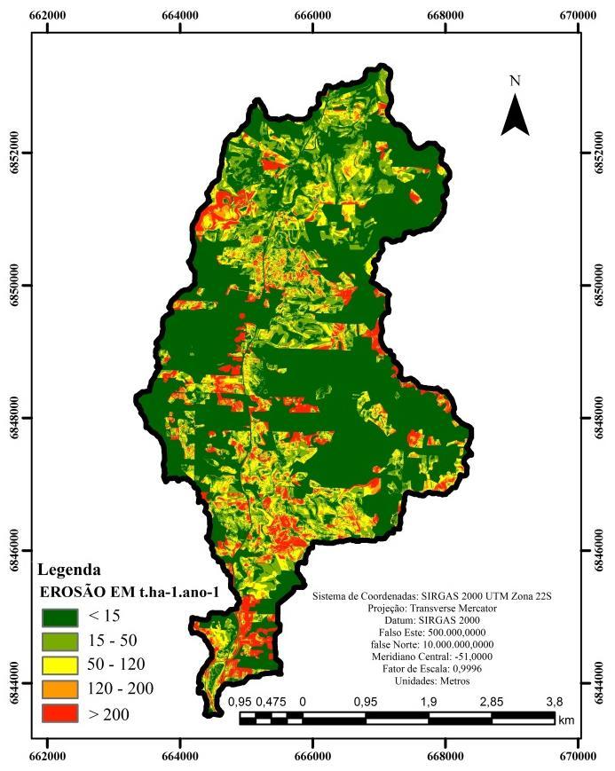 expansão urbana da cidade de Urussanga que gerou fragilidade do solo aumentando a erosão hídrica. Silva et al.
