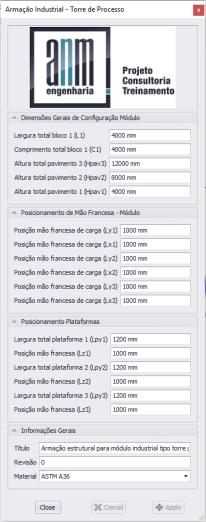 Arquivos de Wireframe automatizados para facilitar a construção de estruturas industriais no conceito de módulos, minimizando a necessidade de partir de