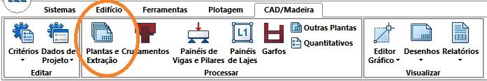 Planta de cruzamentos O TQS-Madeira gera automaticamente o desenho de paineis de vigas e pilares.