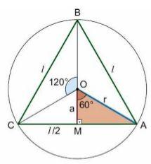 TRIÂNGULO INSCRITO 11) Achar o lado do hexágono regular, inscrito num círculo, onde a diagonal do quadrado circunscrito mede 8cm. 1) Em um círculo está inscrito, um quadrado e um hexágono regular.