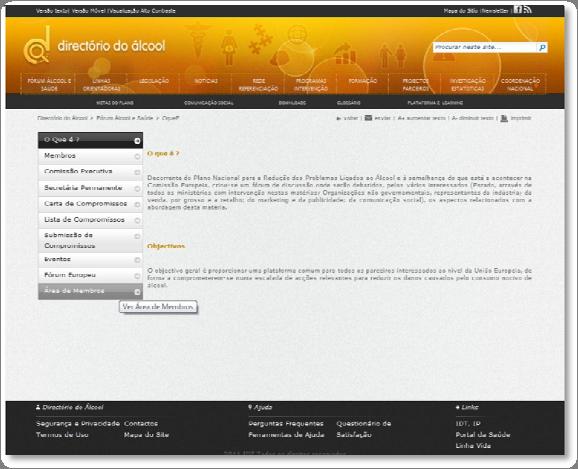 Fórum Álcool e Saúde 3º Clicar no link Área de Membros, do