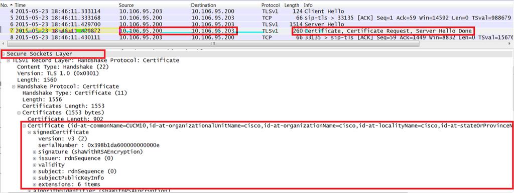 O sincronizar do Transmission Control Protocol (TCP) (SYN) para estabelecer a comunicação TCP entre o CUCM 9.1(2)(Client) e o CUCM 10.5(2)(Server). 2. O CUCM 9.