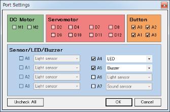 faz com o que LED pisque. 1 Conecte a campainha e o LED aos conectores do sensor / LED / campainha na placa do Studuino. Conecte o LED ao A4 e a campainha ao A5.