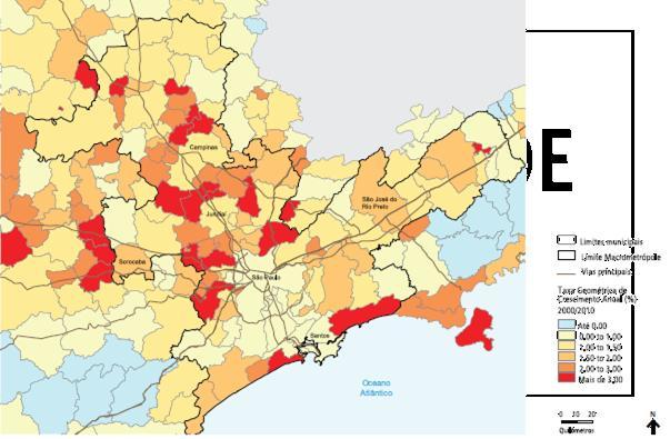 MACROMETRÓPOLE: DISPERSÃO URBANA X ESVAZIAMENTO POPULACIONAL DO CENTRO Fonte: