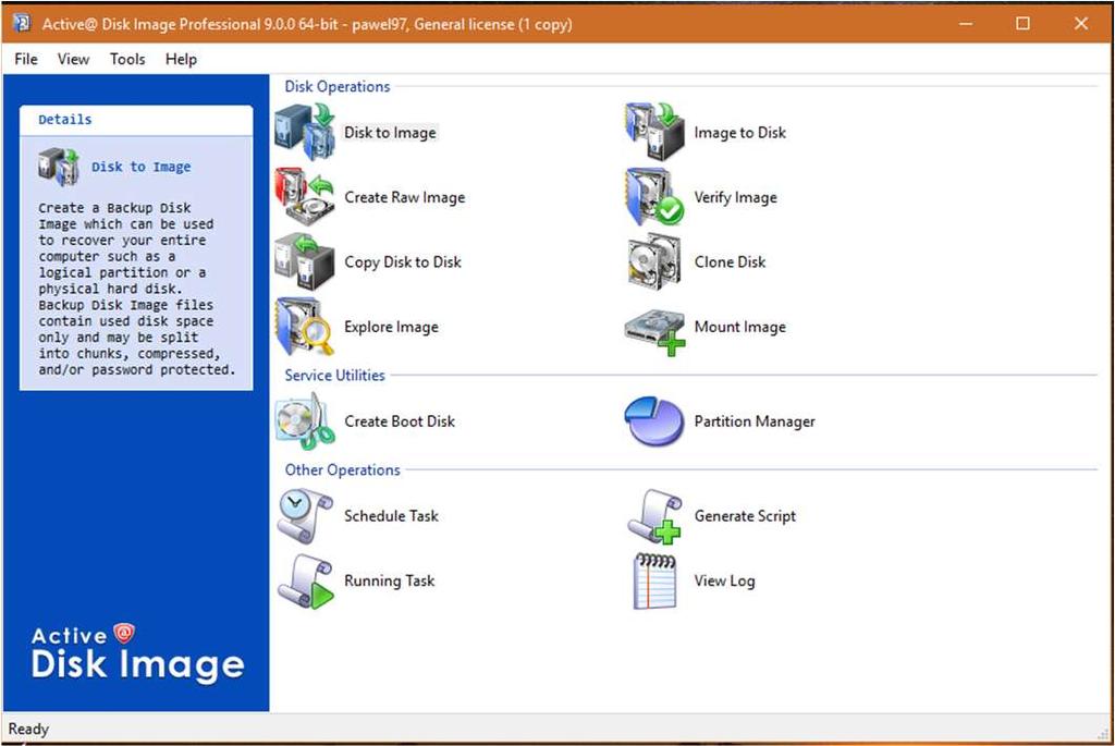 Clique na opção Image to Disk Para