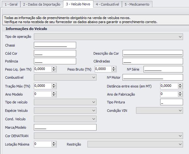 3. Logo depois de abrir a nova janela, vá até a aba 3- Veículo Novo e preencha as informações. 4. Preenchido os dados clique em ou pressione F5 do seu teclado.