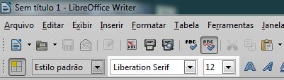 INTERFACE BARRA DE BOTÕES: MENUS DE FONTES: estes dois menus são utilizados para formatar o tipo de fonte e o seu tamanho.