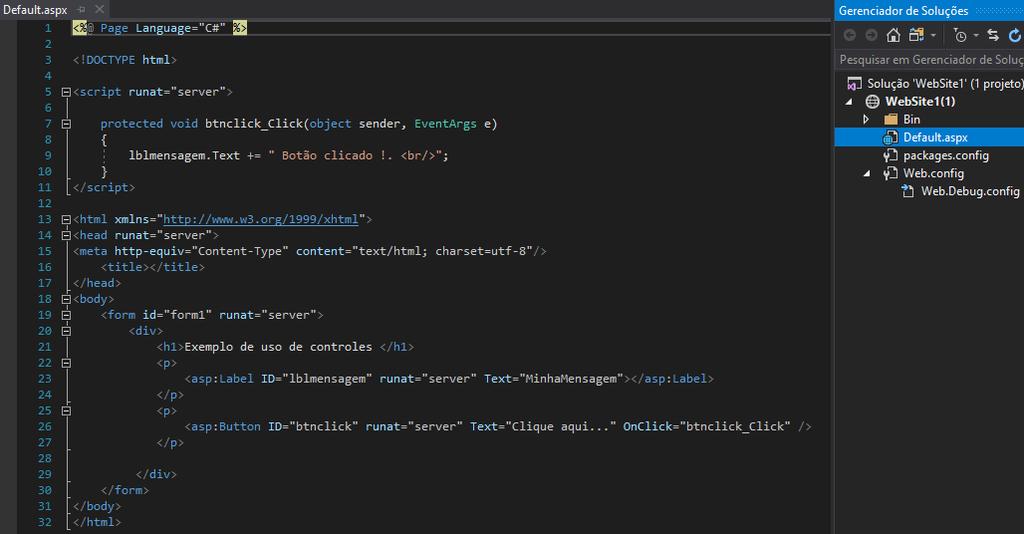 Inline Code: É o código inserido dentro de uma página web ASP.NET.