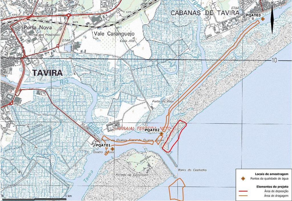 Os locais de amostragem são apresentados no Quadro 4, e na Figura 2 apresenta-se a respetiva distribuição espacial, no âmbito do Programa de Monitorização da Qualidade da Água durante a campanha da