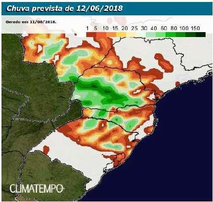 Dados Meteorológicos Previsão do tempo: O início da semana é marcado pela chuva em praticamente em todo o estado.