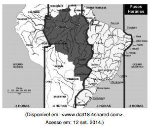 2. (UEL) Analise o mapa de fusos horários do Brasil a seguir.
