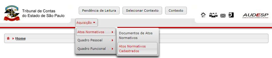 Modificando cadastros Os procedimentos a seguir são exemplos de alteração e exclusão de um registro de Ato Normativo.