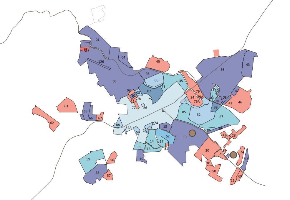 Mapa 3: Loteamentos existentes na cidade de Passo Fundo até a década de 1960. Fonte: FERRETO, 2012. Adaptado pela autora.
