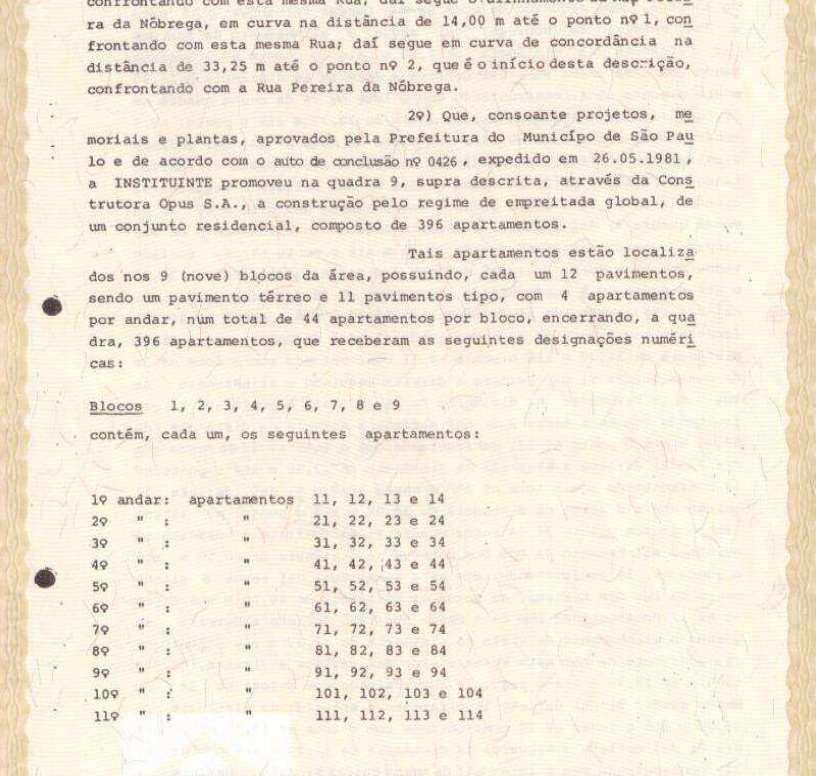 A descrição dos blocos construtivos enumerados de 01 a 09 indicam que são compostos de 04