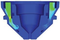 Gás de proteção Eletrodo Gás de plasma Conical Flow Bico de ângulo duplo Peça de trabalho Conical Flow CoolFlow oferece melhor resfriamento do bico por meio de suas principais características, como