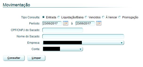 Capitulo 03: Consultas 1.0: Movimentação Na opção Movimentação, o cooperado pode consulta, as entradas dos boletos, as liquidações e baixas, títulos vencidos, a vencer e as prorrogações.