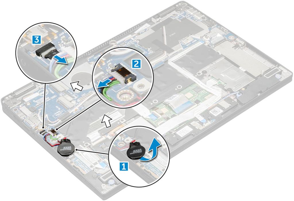 4 Desconecte o cabo de edp: NOTA: Para desconectar o cabo edp, remova os parafusos M 2 x 1.