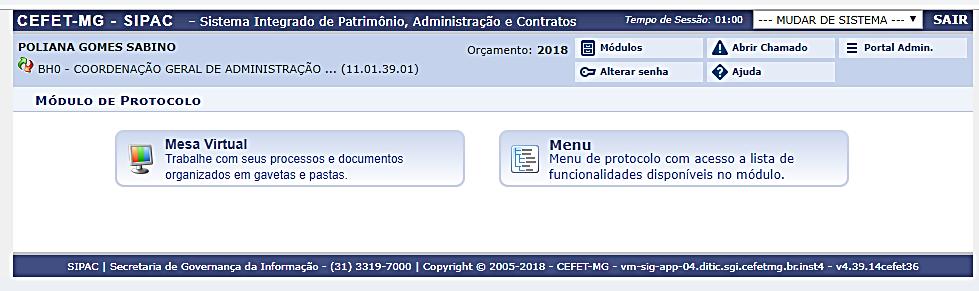 3- Escolha o módulo a ser utilizado, nesse tutorial utilizaremos o MENU, assim clique nessa opção.