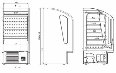 Vendas de Impulso LED Modelo Max Dimensão L x P x A 600 x 660 x 1260 mm