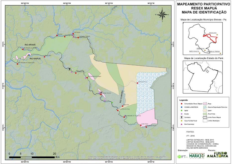 RESEX Mapuá A RESEX Mapuá foi criada em 2005 com uma área de 93.746,34 hectares (fonte ICMBio), localizada no município de Breves, Pará.