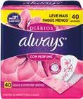 Absorvente Sempre Livre Adapt Leve+ Paguec/16 un 6, 90 Protetor diário Always c/40 un Leve + Pague - 8, 90