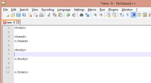 Utilizando o notepad++ para criar um documento em html