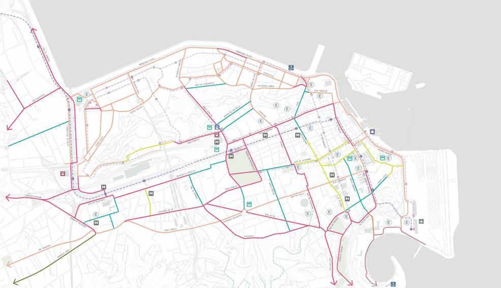 Rede cicloviária proposta no projeto Ciclo Rotas Centro Mapa do projeto Ciclo Rotas