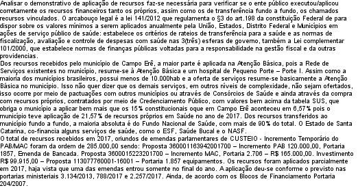 6. DEMONSTRATIVO DA UTILIZAÇÃO DE RECURSOS (Fonte: SIOPS) 6.