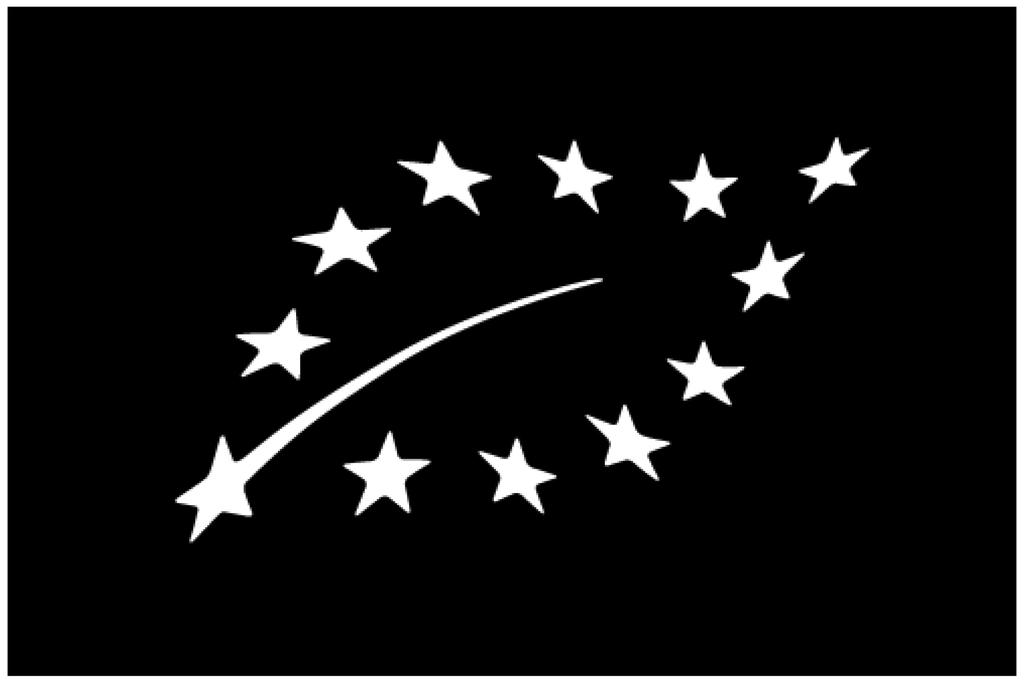 1.3 O logótipo de produção biológica da União Europeia pode também ser utilizado a preto e branco, como ilustrado, unicamente quando não seja praticável aplicá-lo a cores: 1.