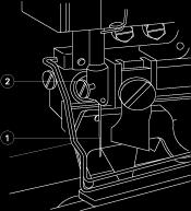 Para instalar a caixa de bobina, empurre-a para dentro da lançadeira de modo que seja apoiado pelo seu eixo e a seguir, encaixe na alavanca da trava. Figura 10.