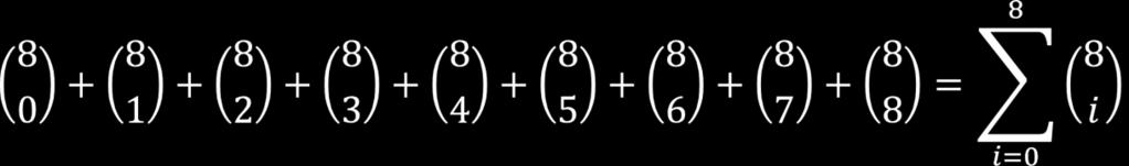 Somatório na representação da soma de coeficientes binomiais a) Soma dos coeficientes binomiais da linha 8 do triângulo