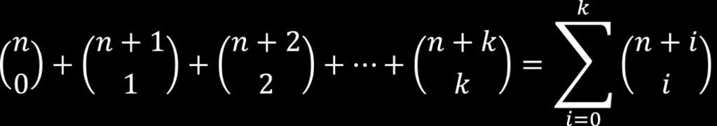 Somatório na representação da soma de coeficientes binomiais e) Soma dos coeficientes binomiais da diagonal n