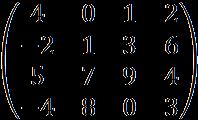 Determinante de uma matriz de ordem maior que 3 Cofator de uma matriz Exemplos b) Seja B = Eliminando a 3 a linha e a 4 a