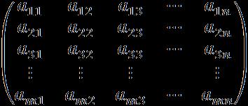 Representação genérica de uma matriz Uma matriz A, do tipo m n, pode