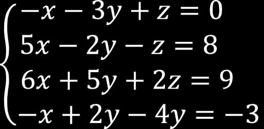 (sistema de 4 equações com 3 incógnitas)