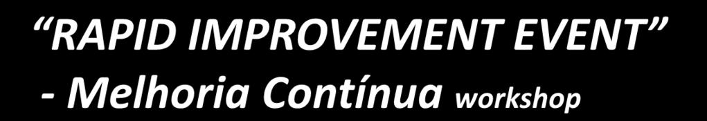 RAPID IMPROVEMENT EVENT - Melhoria Contínua workshop Identificar desperdícios nas operações e melhorar os métodos de trabalho de forma contínua e sistemática.