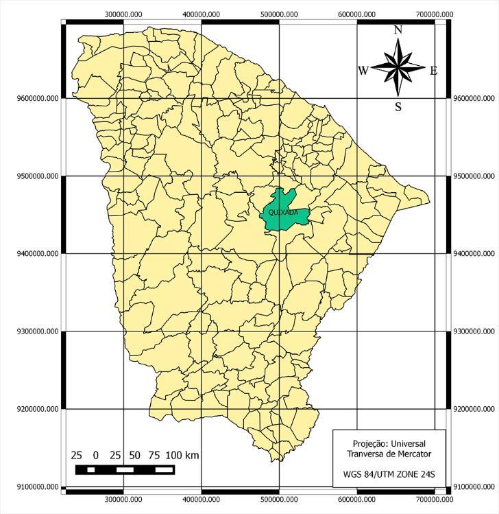 RESULTADOS E DISCUSSÃO Caracterização da área e efluente O município de Quixadá - CE está localizado na região Sertão Central cearense, no semiárido nordestino (MMA, 2007).
