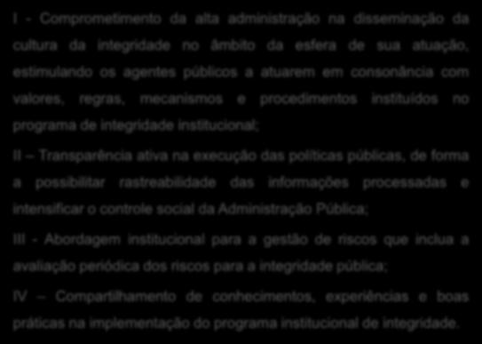 experiências e boas práticas na implementação do programa institucional de integridade.